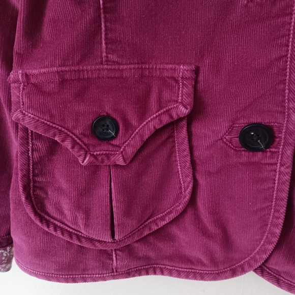 GAP Women's Rose Pink Classic Tailored Corduroy Blazer with Floral Cuffs 4 - Picture 7 of 15